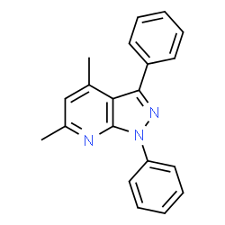 ChemSpider 2D Image | 4,6-Dimethyl-1,3-diphenyl-1H-pyrazolo[3,4-b]pyridine | C20H17N3