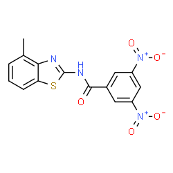 ChemSpider 2D Image | N-(4-Methyl-1,3-benzothiazol-2-yl)-3,5-dinitrobenzamide | C15H10N4O5S