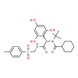 ChemSpider 2D Image | N-[(1S)-2-({[(4-Methylphenyl)sulfonyl]methyl}amino)-2-oxo-1-(2,4,6-trihydroxyphenyl)ethyl]-N-(2-methyl-2-propanyl)cyclohexanecarboxamide | C27H36N2O7S