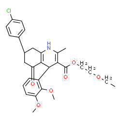 ChemSpider 2D Image | 2-Ethoxyethyl (4S,7S)-7-(4-chlorophenyl)-4-(2,3-dimethoxyphenyl)-2-methyl-5-oxo-1,4,5,6,7,8-hexahydro-3-quinolinecarboxylate | C29H32ClNO6