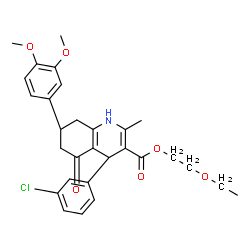 ChemSpider 2D Image | 2-Ethoxyethyl (4S,7R)-4-(3-chlorophenyl)-7-(3,4-dimethoxyphenyl)-2-methyl-5-oxo-1,4,5,6,7,8-hexahydro-3-quinolinecarboxylate | C29H32ClNO6