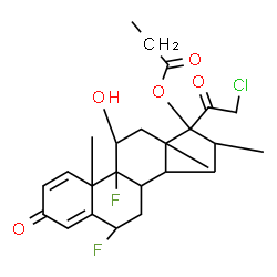 ChemSpider 2D Image | (6alpha,8alpha,11beta,16beta)-21-Chloro-6,9-difluoro-11-hydroxy-16-methyl-3,20-dioxopregna-1,4-dien-17-yl propionate | C25H31ClF2O5