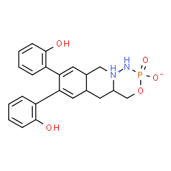 ChemSpider 2D Image | (4aS,5aR,9aS,11R)-7,8-Bis(2-hydroxyphenyl)-1,2,4,4a,5,5a,9a,10-octahydro[1,3,4,2]oxadiazaphosphinino[4,5-b]isoquinolin-11-ium-2-olate 2-oxide | C22H23N2O5P