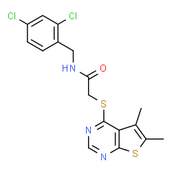 ChemSpider 2D Image | N-(2,4-Dichlorobenzyl)-2-[(5,6-dimethylthieno[2,3-d]pyrimidin-4-yl)sulfanyl]acetamide | C17H15Cl2N3OS2