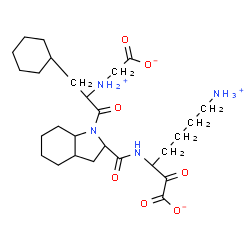ChemSpider 2D Image | (3S)-7-Ammonio-3-({[(2S,3aR,7aS)-1-{(2R)-2-[(carboxylatomethyl)ammonio]-3-cyclohexylpropanoyl}octahydro-1H-indol-2-yl]carbonyl}amino)-2-oxoheptanoate (non-preferred name) | C27H44N4O7