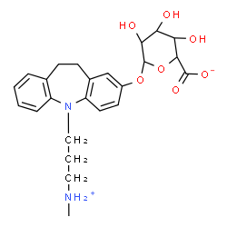 ChemSpider 2D Image | 3-[2-(beta-D-Galactopyranuronosyloxy)-10,11-dihydro-5H-dibenzo[b,f]azepin-5-yl]-N-methyl-1-propanaminium | C24H30N2O7