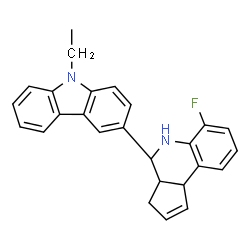 ChemSpider 2D Image | (3aS,4S,9bS)-4-(9-Ethyl-9H-carbazol-3-yl)-6-fluoro-3a,4,5,9b-tetrahydro-3H-cyclopenta[c]quinoline | C26H23FN2