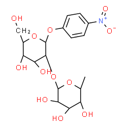ChemSpider 2D Image | 4-Nitrophenyl 2-O-(6-deoxy-beta-D-mannopyranosyl)-beta-L-talopyranoside | C18H25NO12