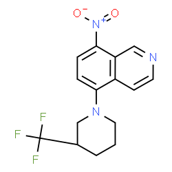 ChemSpider 2D Image | 8-Nitro-5-[(3R)-3-(trifluoromethyl)-1-piperidinyl]isoquinoline | C15H14F3N3O2