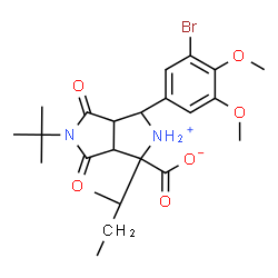 ChemSpider 2D Image | (1R,3R,3aS,6aS)-3-(3-Bromo-4,5-dimethoxyphenyl)-1-[(2S)-2-butanyl]-5-(2-methyl-2-propanyl)-4,6-dioxooctahydropyrrolo[3,4-c]pyrrol-2-ium-1-carboxylate | C23H31BrN2O6