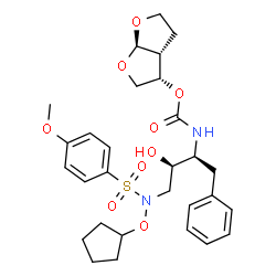 ChemSpider 2D Image | (3S,3aR,6aR)-Hexahydrofuro[2,3-b]furan-3-yl [(2S,3R)-4-{(cyclopentyloxy)[(4-methoxyphenyl)sulfonyl]amino}-3-hydroxy-1-phenyl-2-butanyl]carbamate | C29H38N2O9S