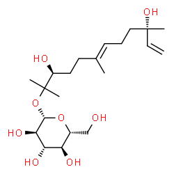 ChemSpider 2D Image | (3S,6E,10S)-3,10-Dihydroxy-2,6,10-trimethyl-6,11-dodecadien-2-yl beta-D-glucopyranoside | C21H38O8