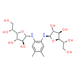 ChemSpider 2D Image | (2R,3R,4R,5R,2'S,3'S,4'S,5'S)-2,2'-[(4,5-Dimethyl-1,2-phenylene)diimino]bis{5-[(1R)-1,2-dihydroxyethyl]tetrahydro-3,4-furandiol} (non-preferred name) | C20H32N2O10