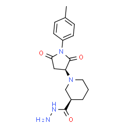 ChemSpider 2D Image | (3R)-1-[(3S)-1-(4-Methylphenyl)-2,5-dioxo-3-pyrrolidinyl]-3-piperidinecarbohydrazide | C17H22N4O3