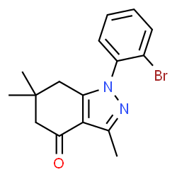 ChemSpider 2D Image | 1-(2-bromophenyl)-3,6,6-trimethyl-5,7-dihydroindazol-4-one | C16H17BrN2O
