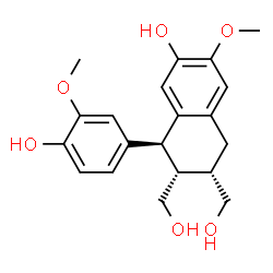 ChemSpider 2D Image | (6S,7R,8S)-8-(4-Hydroxy-3-methoxyphenyl)-6,7-bis(hydroxymethyl)-3-methoxy-5,6,7,8-tetrahydro-2-naphthalenol | C20H24O6