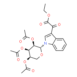 ChemSpider 2D Image | 3-[Ethoxy(oxo)acetyl]-1-(2,3,4-tri-O-acetyl-beta-D-ribopyranosyl)-1H-indole | C23H25NO10