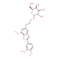 ChemSpider 2D Image | 3-[2-(3,4-Dimethoxyphenyl)-7-methoxy-1-benzofuran-5-yl]propyl alpha-L-galactopyranoside | C26H32O10
