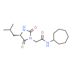 ChemSpider 2D Image | N-Cycloheptyl-2-[(4S)-4-isobutyl-2,5-dioxo-1-imidazolidinyl]acetamide | C16H27N3O3