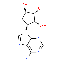 ChemSpider 2D Image | (1R,2S,3R,4R)-4-(6-Amino-9H-purin-9-yl)-1,2,3-cyclopentanetriol | C10H13N5O3