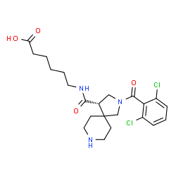 ChemSpider 2D Image | 6-({[(4S)-2-(2,6-Dichlorobenzoyl)-2,8-diazaspiro[4.5]dec-4-yl]carbonyl}amino)hexanoic acid | C22H29Cl2N3O4