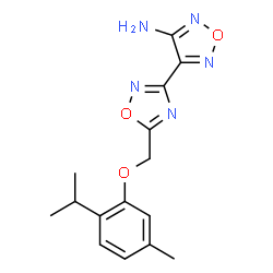 ChemSpider 2D Image | 4-{5-[(2-Isopropyl-5-methylphenoxy)methyl]-1,2,4-oxadiazol-3-yl}-1,2,5-oxadiazol-3-amine | C15H17N5O3
