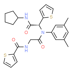 ChemSpider 2D Image | N-(2-{[(1R)-2-(Cyclopentylamino)-2-oxo-1-(2-thienyl)ethyl](3,5-dimethylphenyl)amino}-2-oxoethyl)-2-thiophenecarboxamide | C26H29N3O3S2
