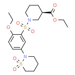 ChemSpider 2D Image | Ethyl (3R)-1-{[5-(1,1-dioxido-1,2-thiazinan-2-yl)-2-ethoxyphenyl]sulfonyl}-3-piperidinecarboxylate | C20H30N2O7S2