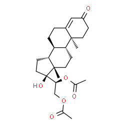 ChemSpider 2D Image | (14beta,17alpha,20S)-17-Hydroxy-3-oxopregn-4-ene-20,21-diyl diacetate | C25H36O6