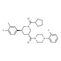 ChemSpider 2D Image | Cyclopentyl[(3S,5R)-3-(4-fluoro-3-methylphenyl)-5-{[4-(2-fluorophenyl)-1-piperazinyl]carbonyl}-1-piperidinyl]methanone | C29H35F2N3O2