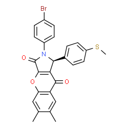 ChemSpider 2D Image | (1S)-2-(4-Bromophenyl)-6,7-dimethyl-1-[4-(methylsulfanyl)phenyl]-1,2-dihydrochromeno[2,3-c]pyrrole-3,9-dione | C26H20BrNO3S