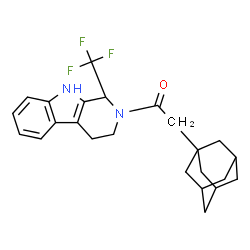 ChemSpider 2D Image | 2-[(3R,5R,7R)-Adamantan-1-yl]-1-[(1S)-1-(trifluoromethyl)-1,3,4,9-tetrahydro-2H-beta-carbolin-2-yl]ethanone | C24H27F3N2O