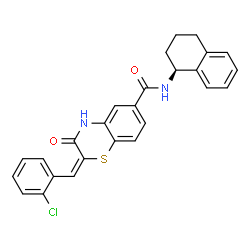 ChemSpider 2D Image | (2E)-2-(2-Chlorobenzylidene)-3-oxo-N-[(1S)-1,2,3,4-tetrahydro-1-naphthalenyl]-3,4-dihydro-2H-1,4-benzothiazine-6-carboxamide | C26H21ClN2O2S