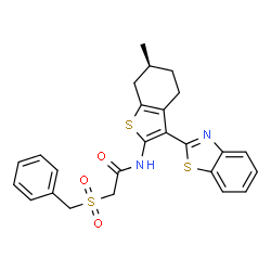 ChemSpider 2D Image | N-[(6S)-3-(1,3-Benzothiazol-2-yl)-6-methyl-4,5,6,7-tetrahydro-1-benzothiophen-2-yl]-2-(benzylsulfonyl)acetamide | C25H24N2O3S3