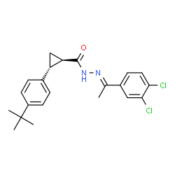 ChemSpider 2D Image | (1R,2R)-N'-[(1E)-1-(3,4-Dichlorophenyl)ethylidene]-2-[4-(2-methyl-2-propanyl)phenyl]cyclopropanecarbohydrazide | C22H24Cl2N2O