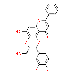 ChemSpider 2D Image | (2R,3S)-5-Hydroxy-2-(4-hydroxy-3-methoxyphenyl)-3-(hydroxymethyl)-8-phenyl-2,3-dihydro-10H-[1,4]dioxino[2,3-f]chromen-10-one | C25H20O8