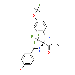 ChemSpider 2D Image | Methyl 3,3,3-trifluoro-N-(4-methoxybenzoyl)-2-{[4-(trifluoromethoxy)phenyl]amino}-D-alaninate | C19H16F6N2O5