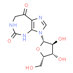 ChemSpider 2D Image | 3-(beta-L-Xylofuranosyl)-3,4,6,7-tetrahydroimidazo[4,5-d][1,3]diazepine-5,8-dione | C11H14N4O6