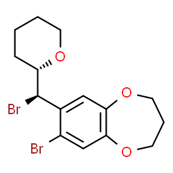 ChemSpider 2D Image | 7-Bromo-8-{(R)-bromo[(2S)-tetrahydro-2H-pyran-2-yl]methyl}-3,4-dihydro-2H-1,5-benzodioxepine | C15H18Br2O3