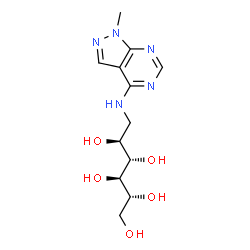 ChemSpider 2D Image | 1-Deoxy-1-[(1-methyl-1H-pyrazolo[3,4-d]pyrimidin-4-yl)amino]-D-allitol | C12H19N5O5