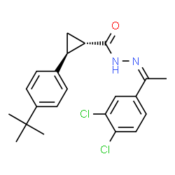 ChemSpider 2D Image | (1S,2S)-N'-[(1Z)-1-(3,4-Dichlorophenyl)ethylidene]-2-[4-(2-methyl-2-propanyl)phenyl]cyclopropanecarbohydrazide | C22H24Cl2N2O