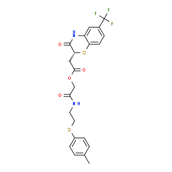 ChemSpider 2D Image | 2-({2-[(4-Methylphenyl)sulfanyl]ethyl}amino)-2-oxoethyl [(2R)-3-oxo-6-(trifluoromethyl)-3,4-dihydro-2H-1,4-benzothiazin-2-yl]acetate | C22H21F3N2O4S2