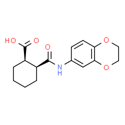 ChemSpider 2D Image | (1R,2S)-2-(2,3-Dihydro-1,4-benzodioxin-6-ylcarbamoyl)cyclohexanecarboxylic acid | C16H19NO5