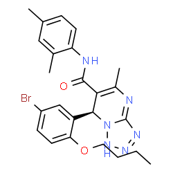 ChemSpider 2D Image | (7S)-7-(5-Bromo-2-butoxyphenyl)-N-(2,4-dimethylphenyl)-5-methyl-1,7-dihydrotetrazolo[1,5-a]pyrimidine-6-carboxamide | C24H27BrN6O2