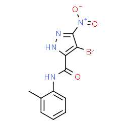 ChemSpider 2D Image | 4-Bromo-N-(2-methylphenyl)-3-nitro-1H-pyrazole-5-carboxamide | C11H9BrN4O3