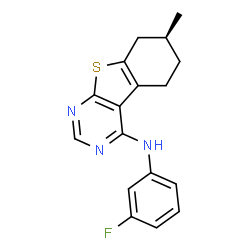 ChemSpider 2D Image | (7S)-N-(3-Fluorophenyl)-7-methyl-5,6,7,8-tetrahydro[1]benzothieno[2,3-d]pyrimidin-4-amine | C17H16FN3S