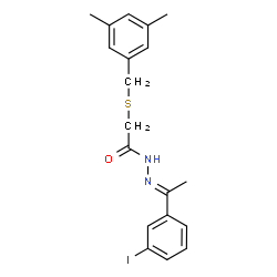 ChemSpider 2D Image | 2-[(3,5-Dimethylbenzyl)sulfanyl]-N'-[(1E)-1-(3-iodophenyl)ethylidene]acetohydrazide | C19H21IN2OS