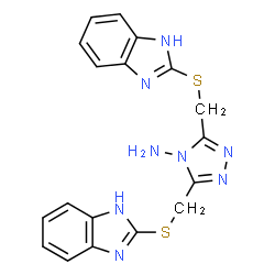 ChemSpider 2D Image | 3,5-Bis[(1H-benzimidazol-2-ylsulfanyl)methyl]-4H-1,2,4-triazol-4-amine | C18H16N8S2