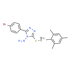 ChemSpider 2D Image | 3-(4-Bromophenyl)-5-[(mesitylmethyl)sulfanyl]-4H-1,2,4-triazol-4-amine | C18H19BrN4S