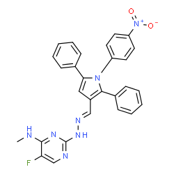 ChemSpider 2D Image | 5-Fluoro-N-methyl-2-[(2E)-2-{[1-(4-nitrophenyl)-2,5-diphenyl-1H-pyrrol-3-yl]methylene}hydrazino]-4-pyrimidinamine | C28H22FN7O2